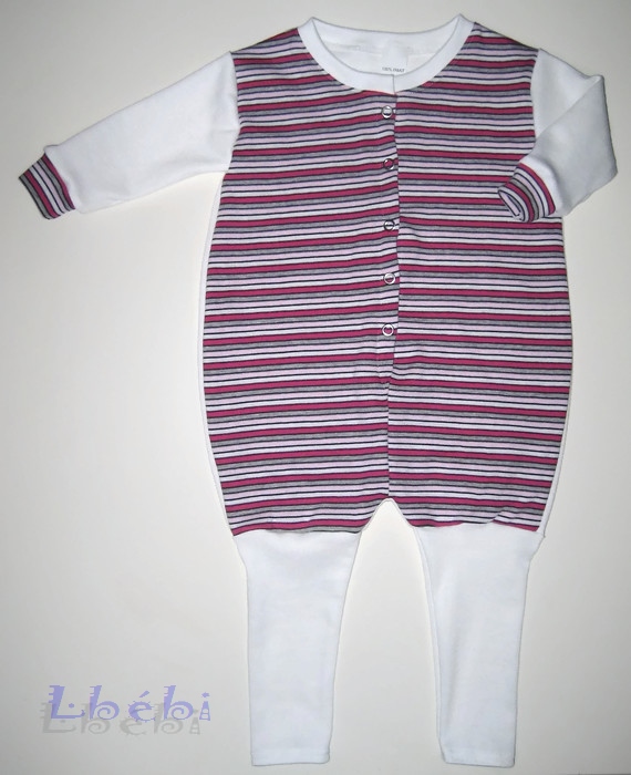 Baba/gyerek Tipegő  hálózsák pamut /pink csikos,fehérrel/ 44-től-134-ig.