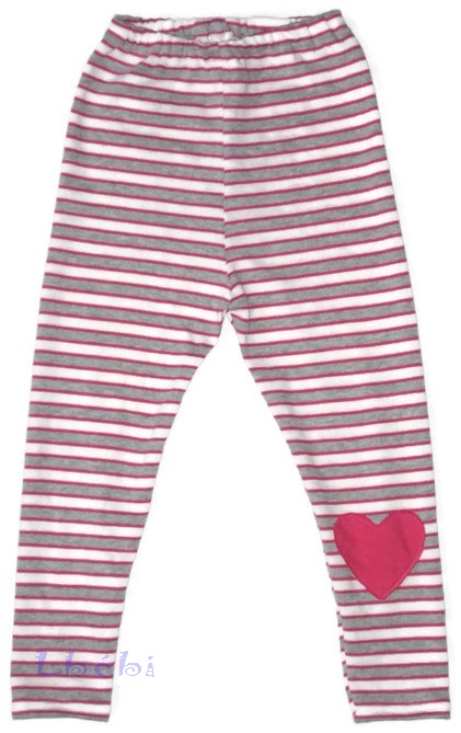 Csíkos leggings, felvarrt szív mintával. 44-től-146-os méretig.